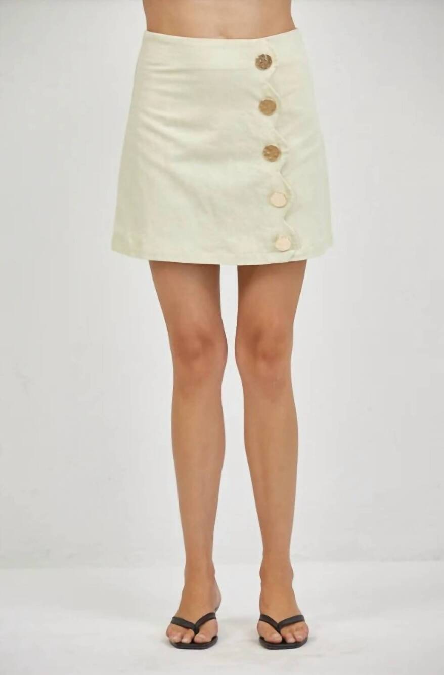 NEW A.REN mod buttoned skirt in pale yellow